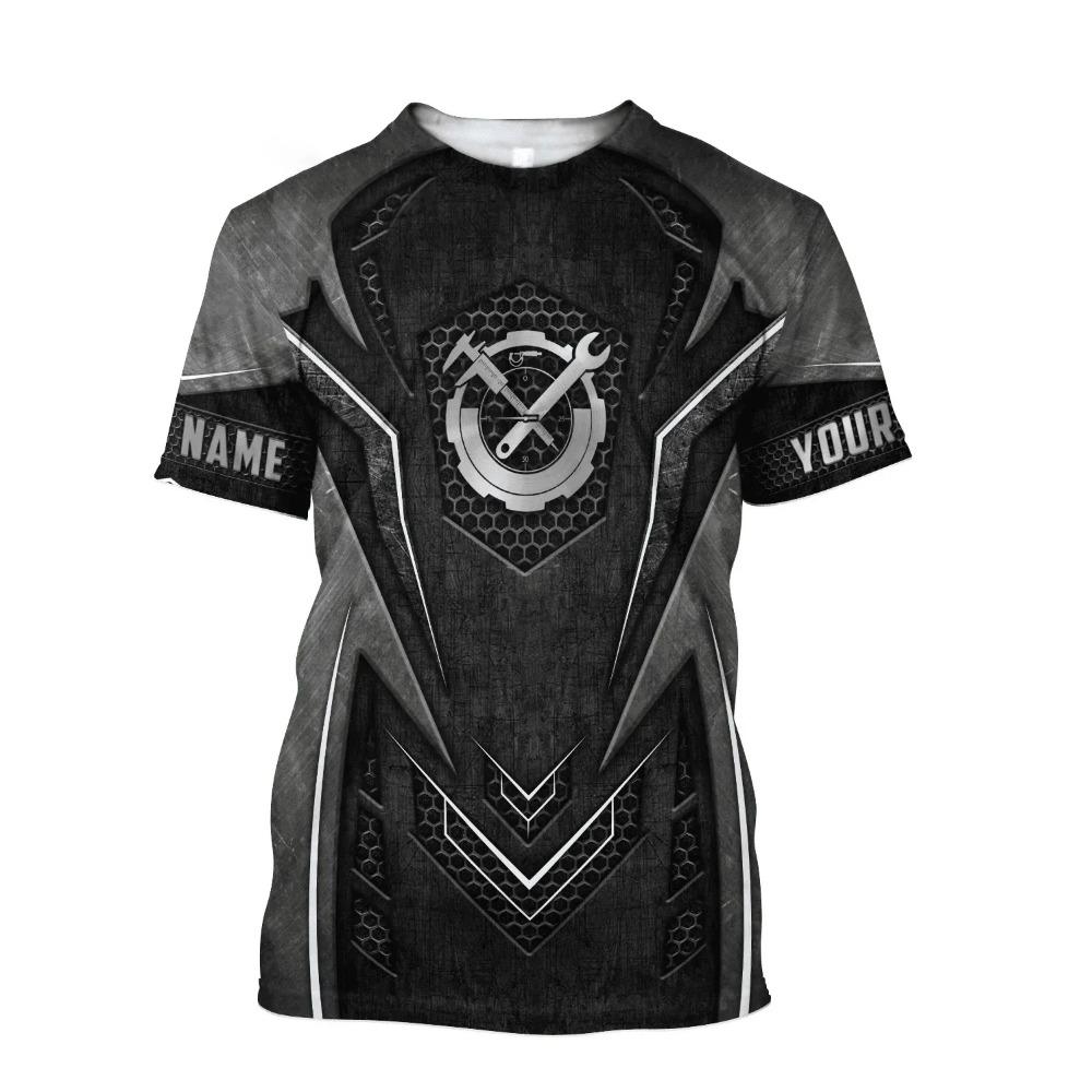 

Летняя модная повседневная мужская футболка свободного покроя с принтом 3D и рисунком механического инструмента, с круглым вырезом и коротким рукавом 6XL