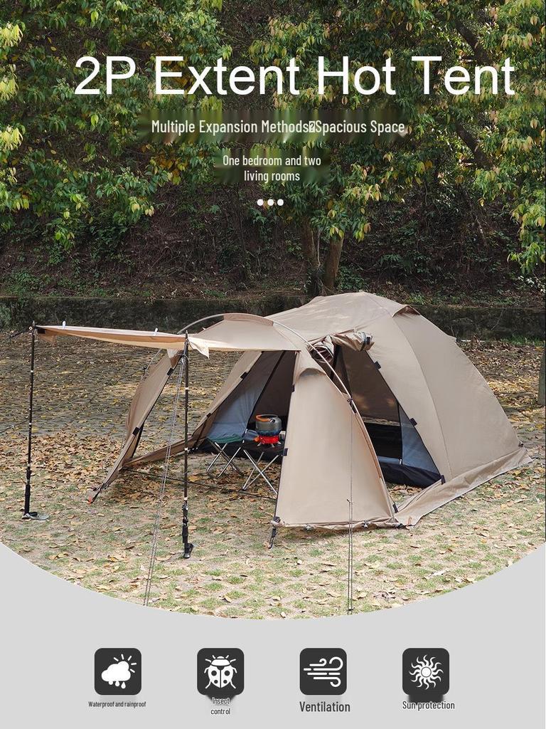 Cold-Proof Winter Camping Tent: Portable, Rainproof, Flame-Retardant, Sun-Protected, Large Tunnel Design with Rear Room