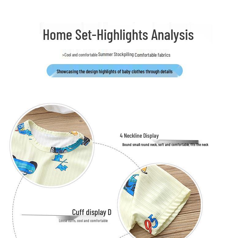 Kids' Ice Silk Short Sleeve Pajama Set - Thin, Airy Two-Piece for Boys & Girls