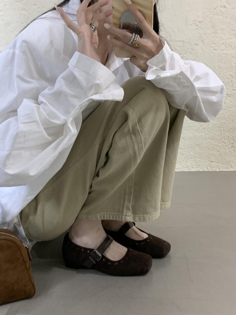 French retro Mary Jane shoes women's autumn models with flat bottom woven square head single shoes inner height increase with skirt women's shoes