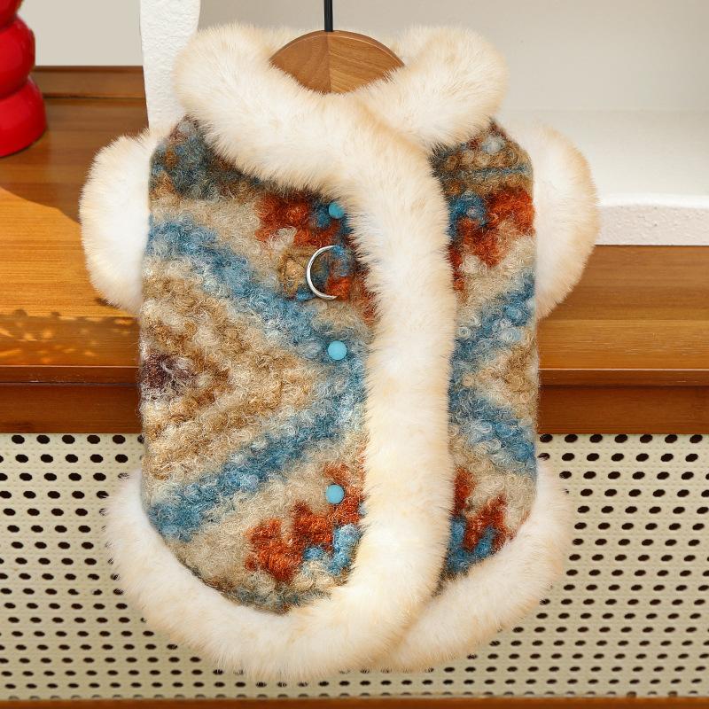 Neue Herbst-Winter-Haustierkleidung - Doppellagige isolierte Strickjacke für den Außenbereich - Geeignet für Möpse, Pudel und andere Hunde.