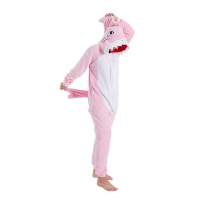 Pink Shark Cosplay Costume Adults Kigurumi One-Piece Pajamas Cartoon Onesie For Halloween Whole Body Clothes