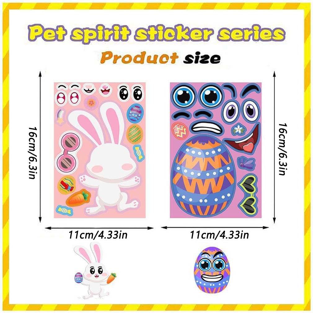 Sticker Faces for Kids 8-Sheet Funny Easter Party Favors Fun Kids Make Your Own Stickers for Boys Girls Children Home School Car