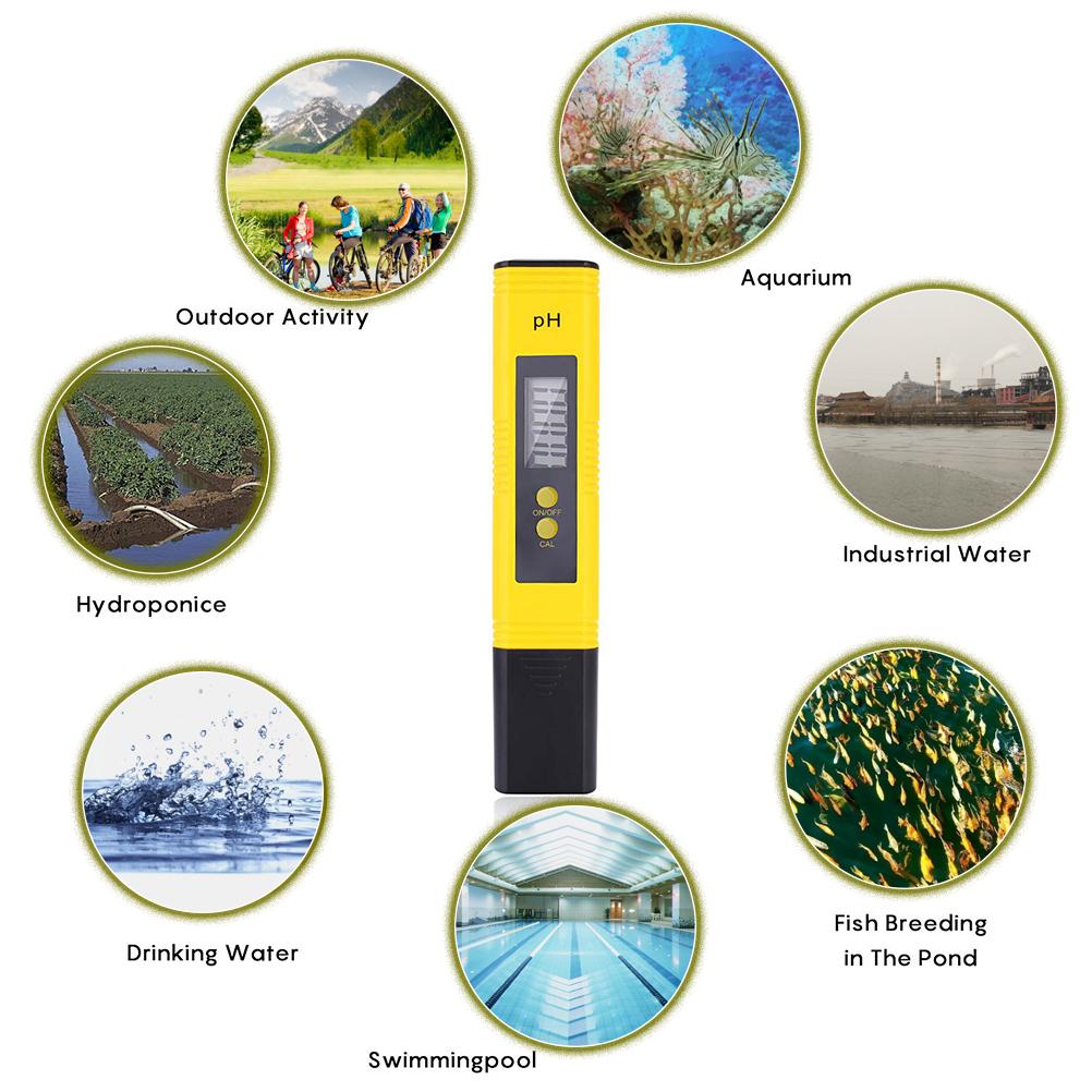 PH Value Meter Portable Water Quality Tester with LCD Display for Pools Hydroponic Aquarium Laboratory
