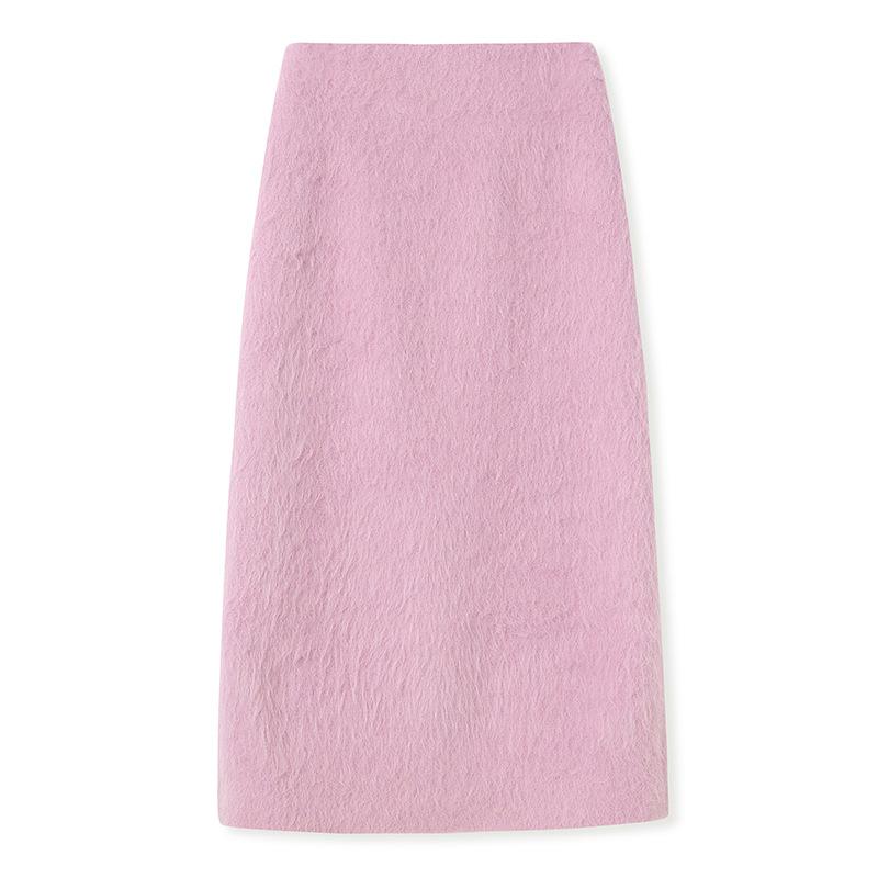 Winter temperament thickened warm wool pulling coat high-end long-sleeved woolen jacket skirt set NY116
