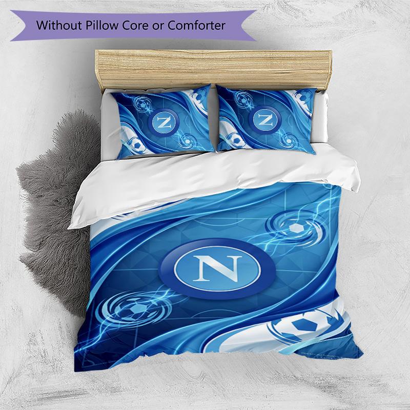 Set Lenzuola 3 Pezzi Stampato Napoli FC Traspirante Copripiumino con Federe Biancheria da Letto Decorativa per Camera da Letto Casa