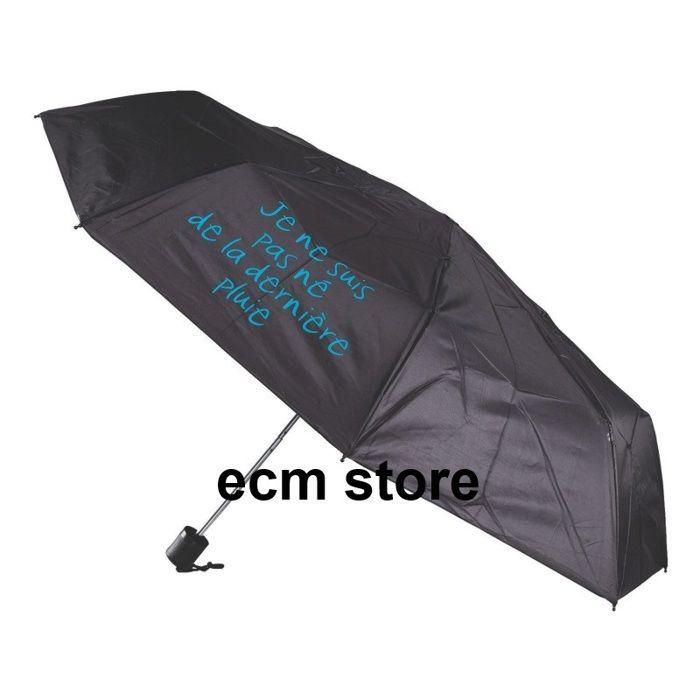 Parapluie pliant " Je ne suis pas né de la dernière pluie " Noir Bleu parapluie manuel message 1 pc