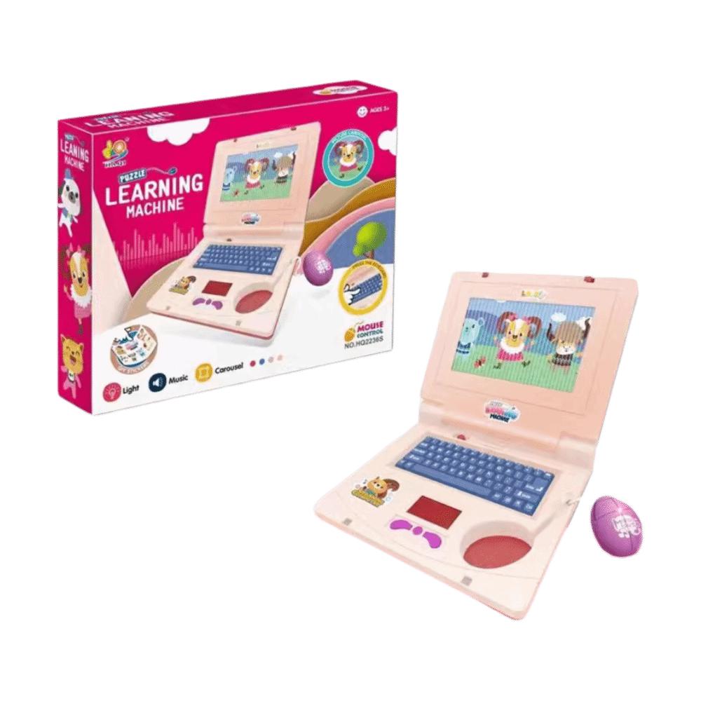 Plastic Toddler Educational Laptop LED Display Battery Mini Simulation Notebook Multi-function Music Function розовый