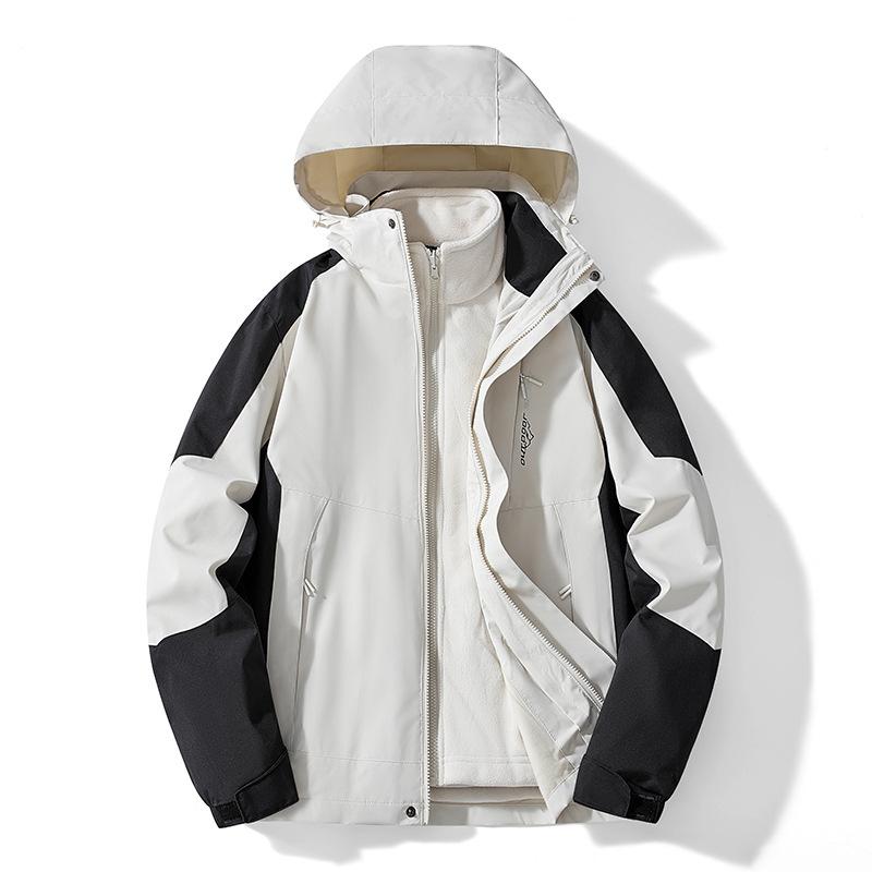 Outdoor Couple Three-in-one Jacket Women's Travel Mountaineering Clothing Waterproof Windproof Water Repellent Removable