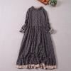 Japanese Mori Girl Art Print Dress Pretty Cotton Linen Spring Women Floral  Dress Loose Long-sleeved  Dress Midi Dress