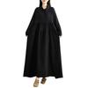 DIMANAF 2025 Women Plus Size Autumn Long Dress Loose Vintage Casual Oversize Long Sleeve Maxi Vintage Dress Black