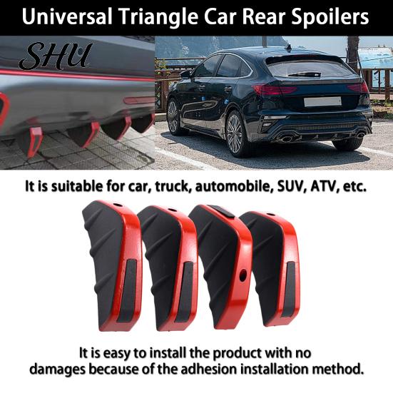 Car Body Spoiler 4Pcs Spoilers Easy Installation Fine Workmanship Eco-friendly Anti-deform Anti-scratch Decorate PP Material Universal Triangle Bumper