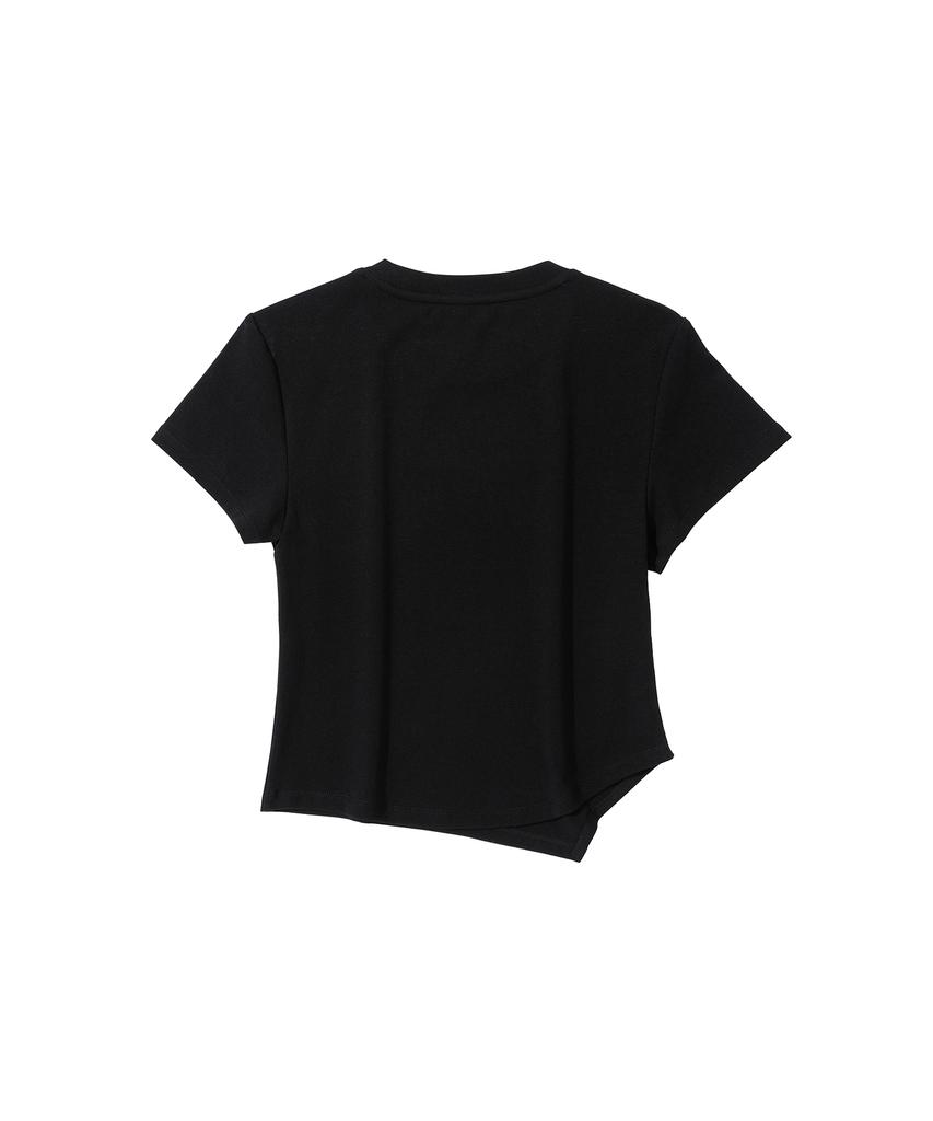 Sekeonmonollogeu W. Oblique Slim Fit Short Sleeve T-Shirt [Black]_Sewts005Black