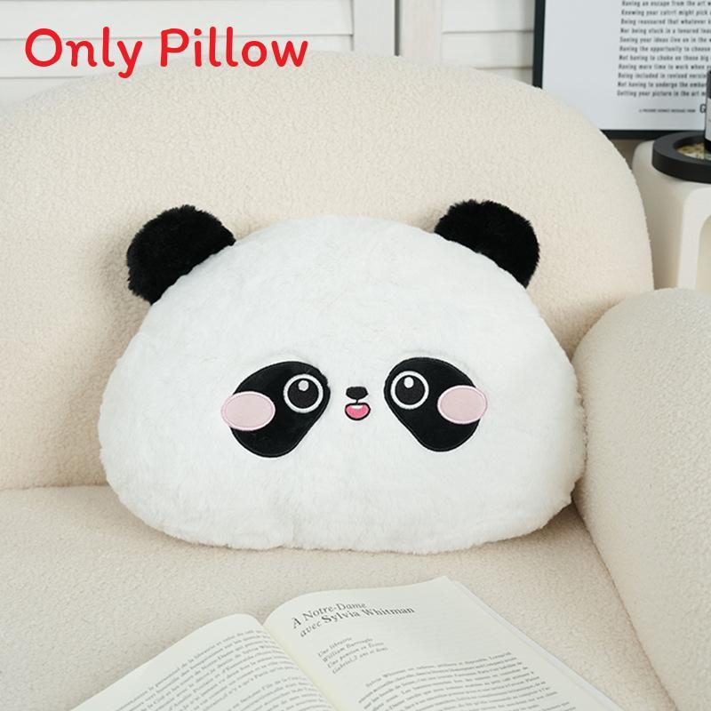 Cute Panda Round Plush Cushion With Faux Fur Cover For Bedhead Lounge And Back Support