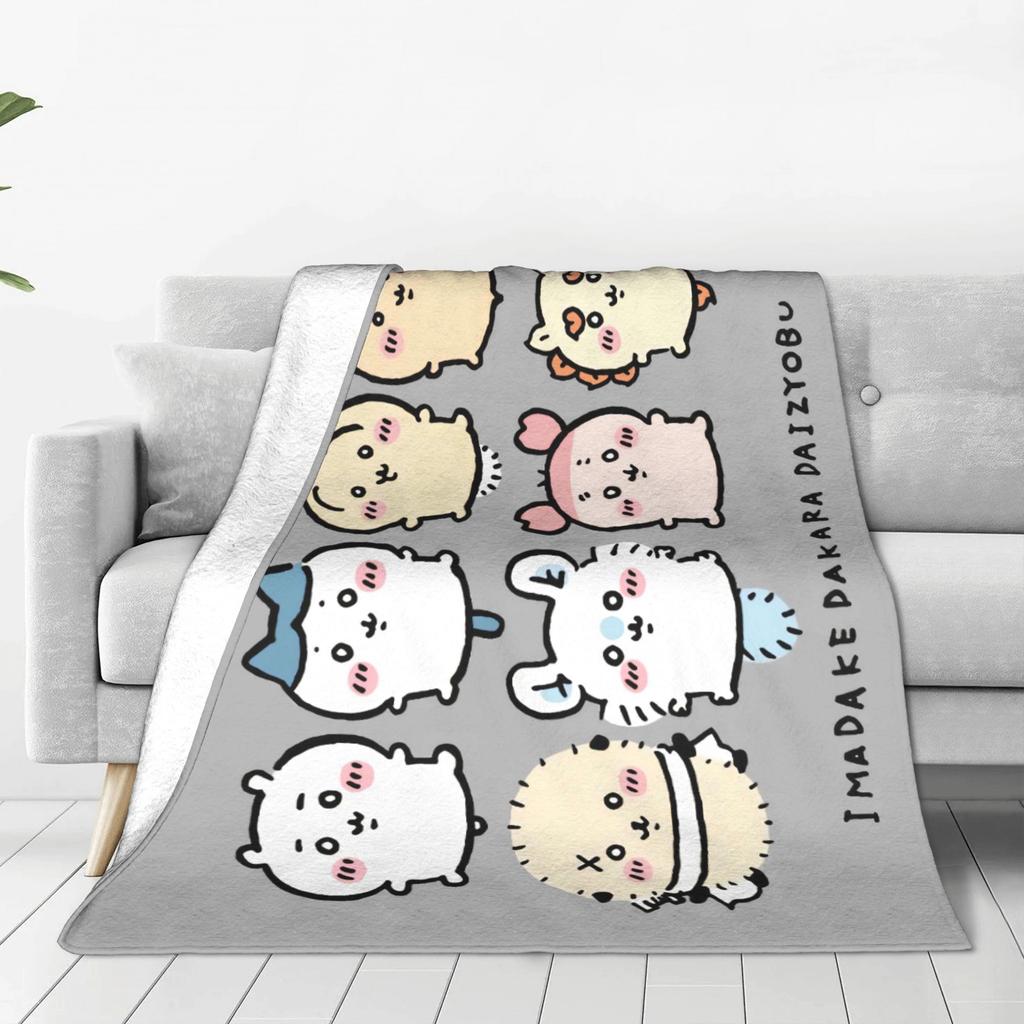 Cute Chiikawa Collection Warm Soft Blanket  Girls Boys Plush Throw Blanket Novelty Home Decor Flannel Bedspread Sofa Bed Cover