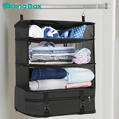 Hanging Clothing Storage Bag - High-capacity, Layered & Foldable Design - Perfect for Outdoor Travel, Space-saving Organizer with Secure Storage