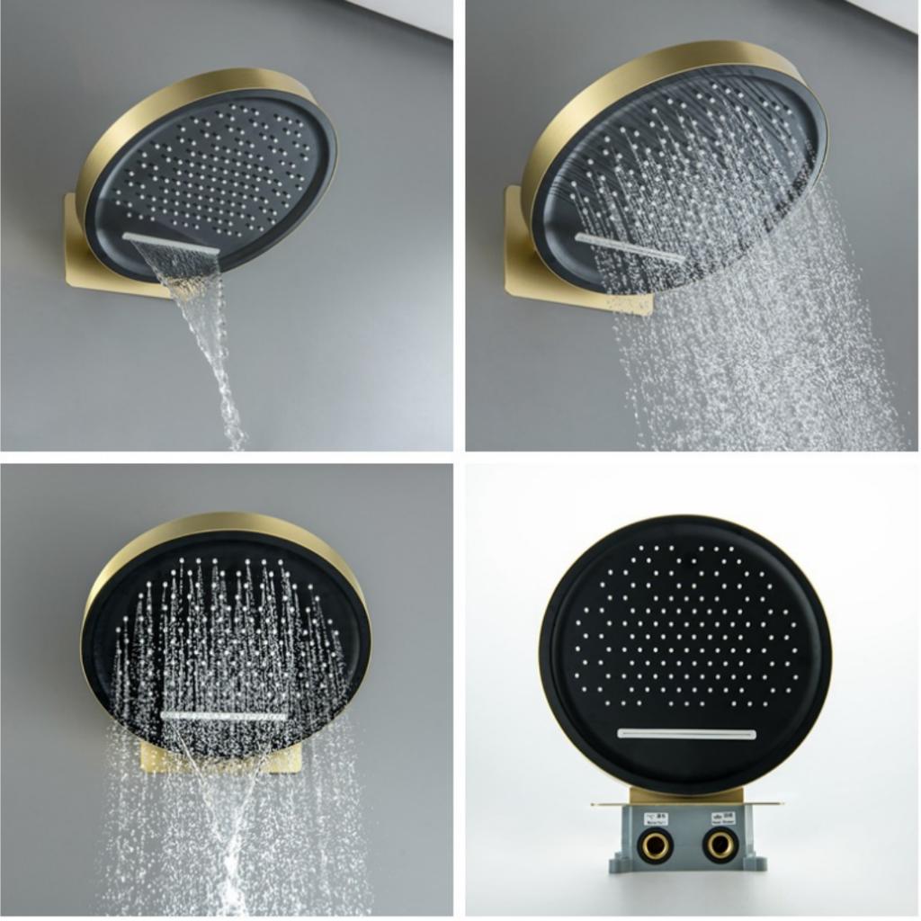 Smart Multifunction Brushed Rose Gold Bathroom Shower Faucet Concealed Rainfall Shower Faucet Ceiling Black Bath Shower Mixer