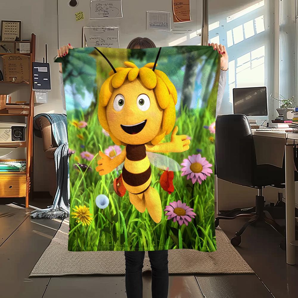 Maya the Bee Print Flannel Blanket,High Quality Comfortable for All Seasons,Home Decor,Warmth and Comfort,Perfect for Christmas Gifts