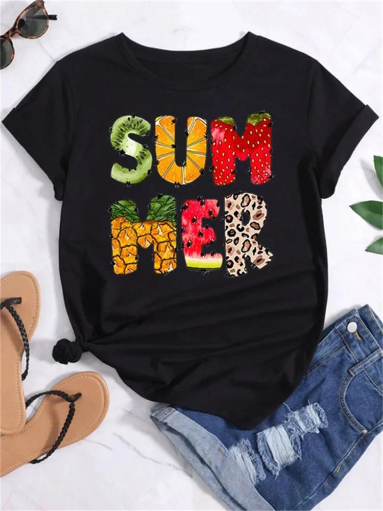Summer Fruit Print Womens TShirt Collection Fun Vibrant Graphic Tees With Strawberry Watermelon Pineapple Avocado Designs