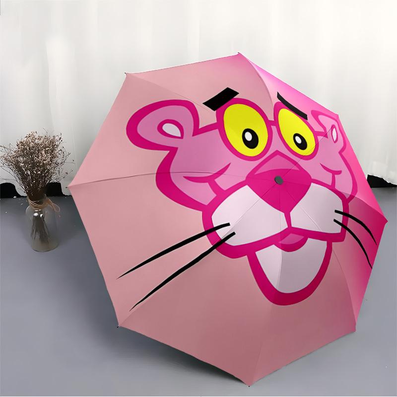 1pc Pink Panther Automatic Personality Umbrella 8-Bone Design Compact Gear for Outdoor Travel, Perfect Helloween Chrismas Gift for Friends or Family y