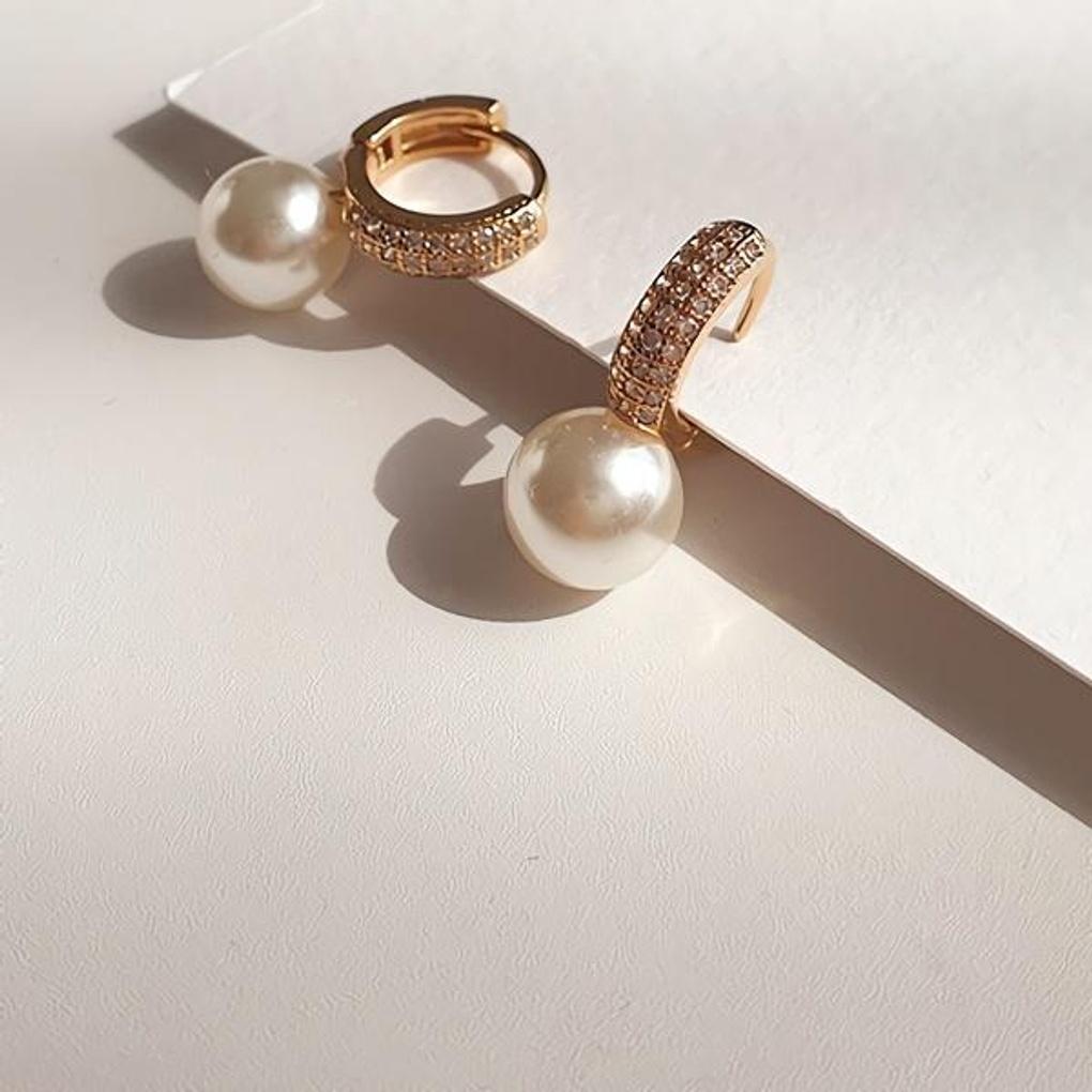 Women's Daily Accessory Pearl Earrings Best Pearl Cubic Ring