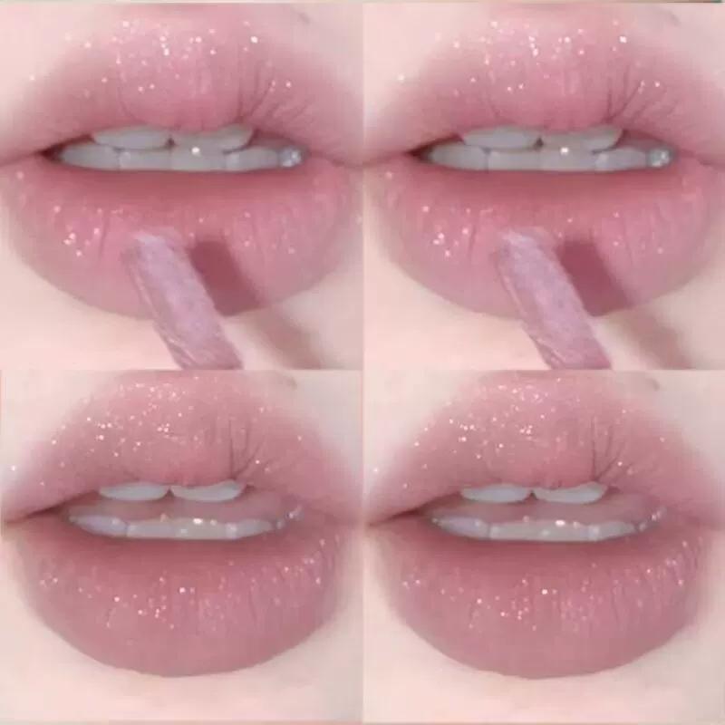 Young Girl Color Air Lip Mud Rose Pink Peach Color Korean Girl Group Color Fine Shimmer Lipstick Flower Niche Lip Glaze