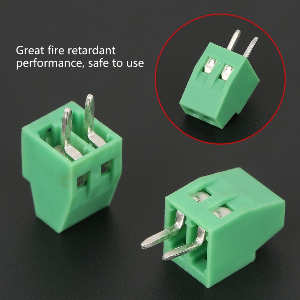 20PCS 2.54mm Pitch 2 Pin Terminal Block Green Terminal Connector  Electrical Connections