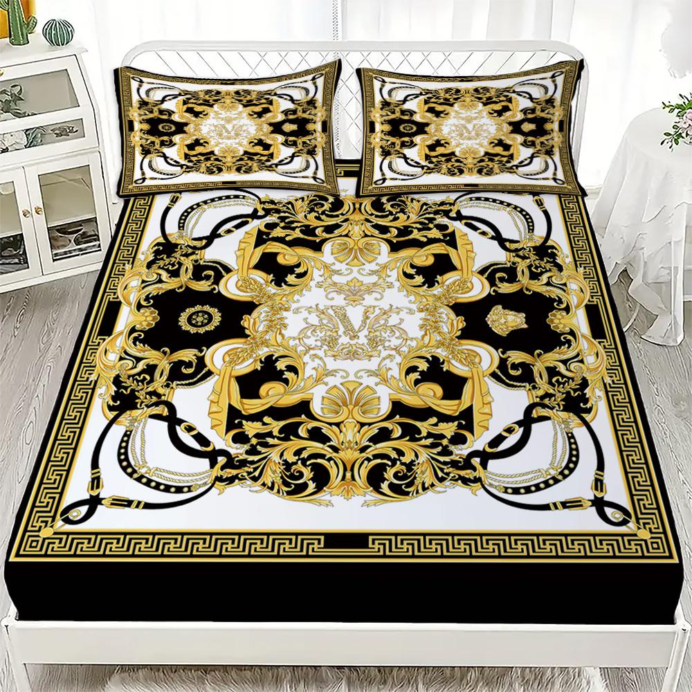 Luxurious European Style 3Pc Sheet & Pillowcase Set - 100% Polyester Breathable Fabric, All-Season, Machine Washable, Digital