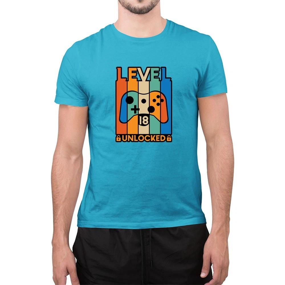 Level 18 Unlocked T-Shirt Personalised Gamer 18th Birthday Tee M