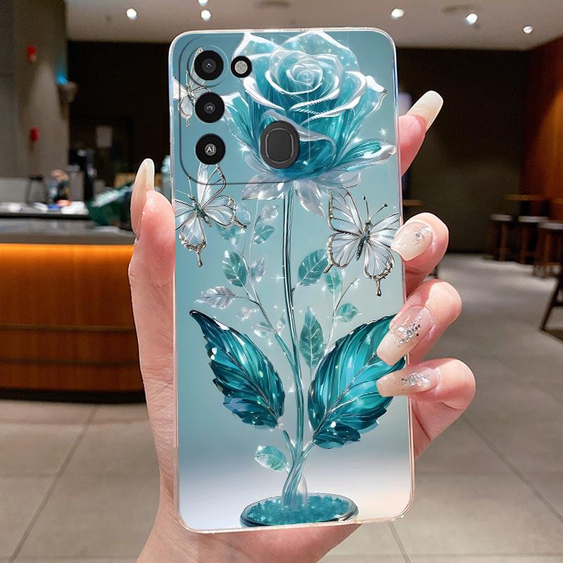Back Cover For Tecno Spark 8C Case Clear Luxury Fashion Aesthetic Butterfly Flower Soft TPU Silicone Phone Case Tecno KG5k KG5j