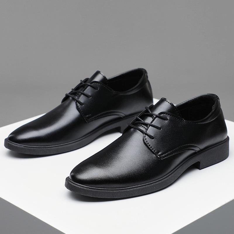 Large Size Business Leather Shoes Men's Formal Wear Blue Thick Sole Low Heel Casual Trend Men's Shoes