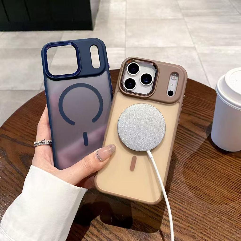 New Matte Electroplated Transparent Strong Magnetic Ring Phone case Wireless Charging Case for iPhone 17Air 16 15 Pro Max