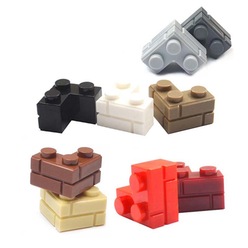 Wall Striped Bricks MOC 2+1 Right Angle Corner L-Shape Building Blocks Toys Palace Castle Figures Military House Transparency
