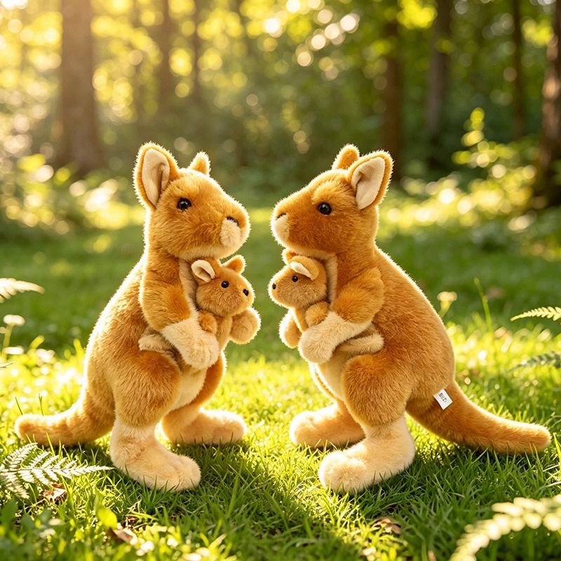 30cm Simulation Cute Kangaroo Plush Doll Kawaii Mother And Child Kangaroo Animal Stuffed Toy Home Decoration Gift For Children