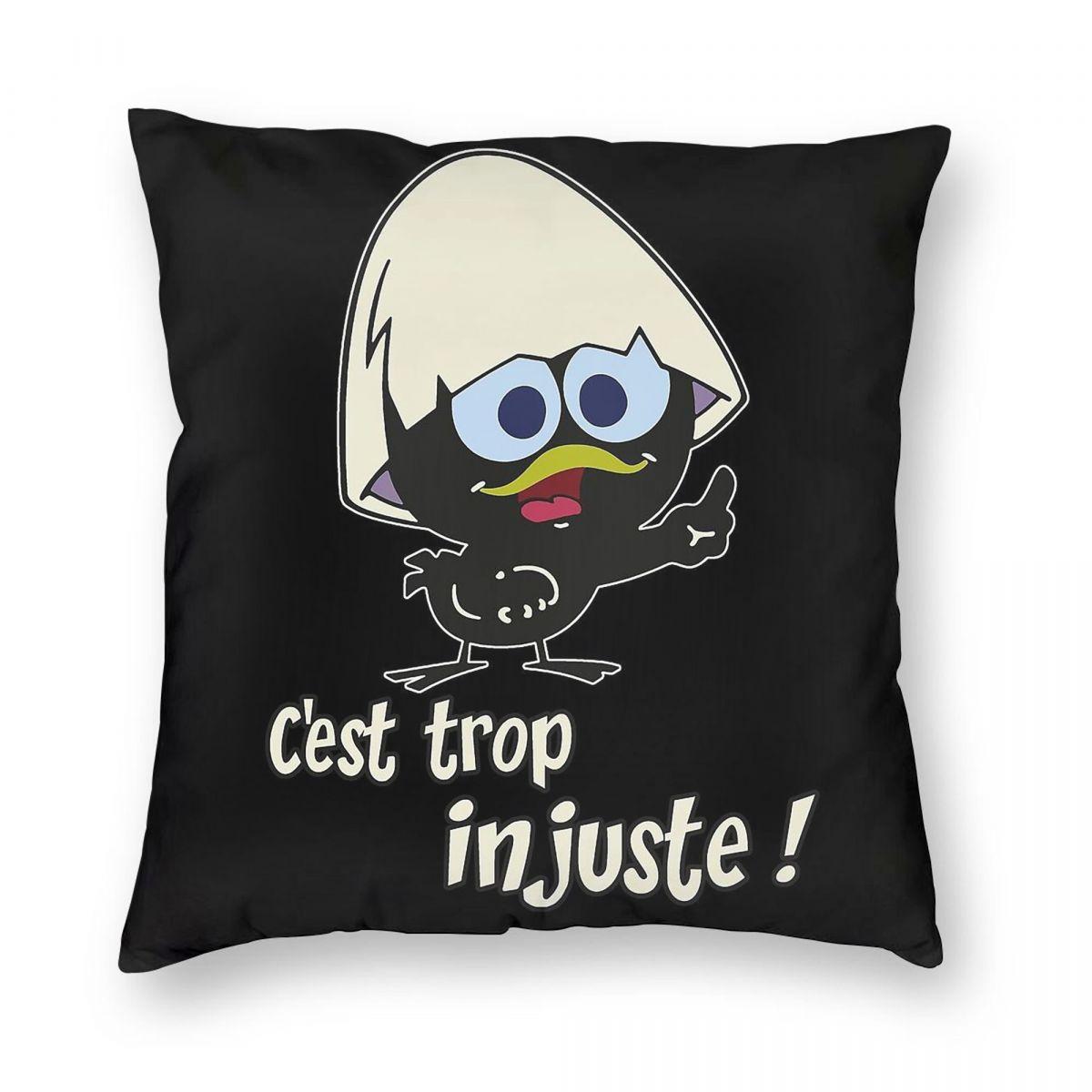 Calimero C Est Trop Injuste Square Pillowcase Polyester Linen Velvet Printed Zip Throw Pillow Case Sofa Seater Cushion Cover Peach skin 18*18(CM)-1Pcs