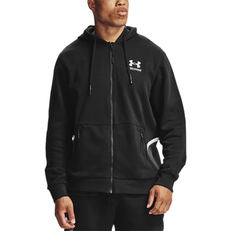 Under Armour Rival Fleece Amp Full Zip Hoodie Logo Training Jacket Men jackets Black 1357113-001