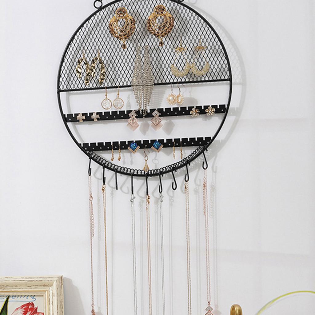 Metal Earring Storage Holder Suitable for Earrings Necklaces with Hanging Hooks