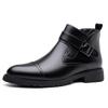 Fashion Casual Leather Male Chelsea Boots Business Mens Botas Comfortable High Top Shoes Fashionable Metal Buckle Ankle Boots Sneakers
