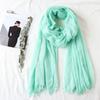 105*190cm One Piece Women Oversize Solid Plain Scarf Shawls Head Wraps Viscose Cashmere Muslim Frayed Hijabs Pashmina