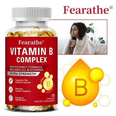 Vitamin B Complex Softgels, Boost Energy Metabolism and Enhance Vitality, 120 Capsules.