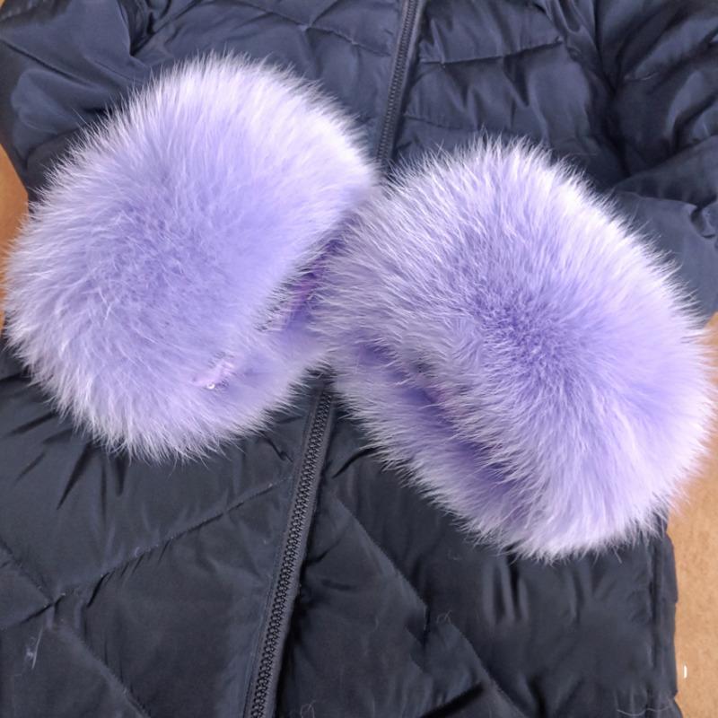Real Fox Fur Cuffs Arm Warmer Winter Plush Windproof Women Wrist Cuff Sleeves Gloves Pompom Bracelet Wristband Sleeves Accessory