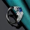 925 Sterling Silver Blue Zircon 7-10# Ring for Women Fashion Wedding Party Charm Jewelry