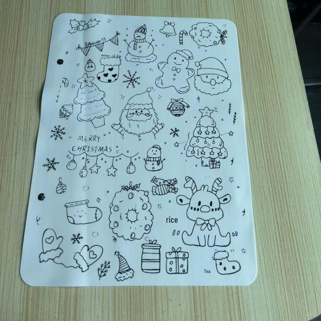 Christmas Silicone Cartoon Doodle Placemat - Reusable Painting Mat