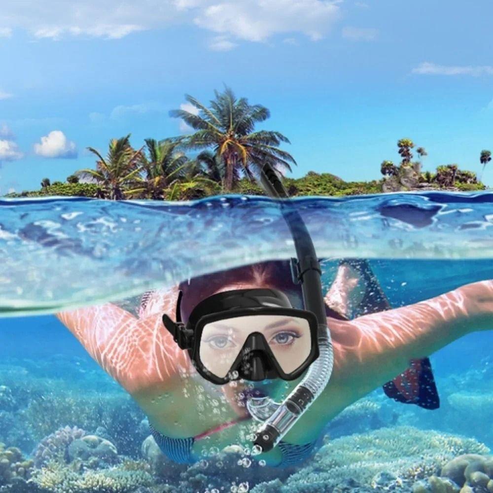 Swimming Goggles Underwater Snorkeling Mask Waterproof Dry Snorkel Set  Adult