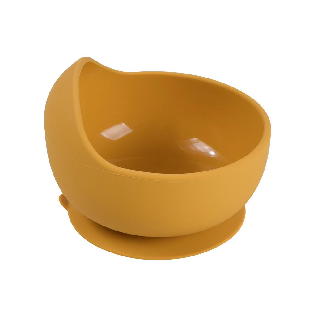 Silicone Baby Bowl & Spoon Set with Wooden Handle and Suction Cup