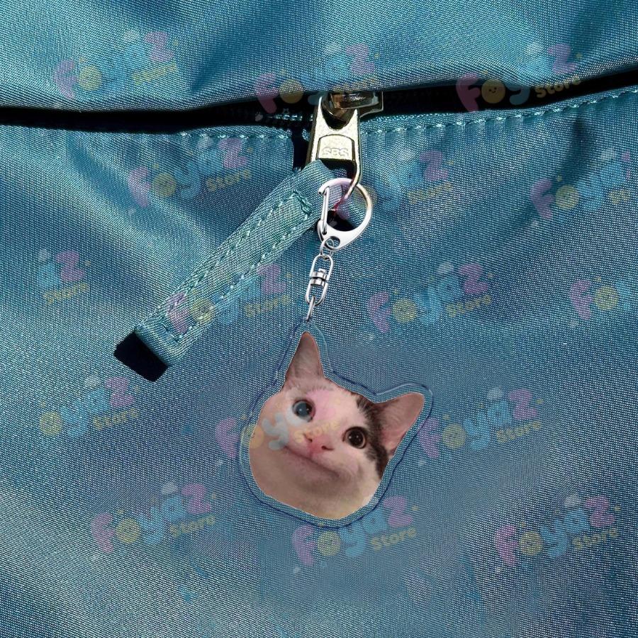 Funny Cute Cat Meme Keychain Accessories Bag Charms Cat Lover Animal Keychains Keyrings Jewelry Fans Cute Cartoon Freinds Gift