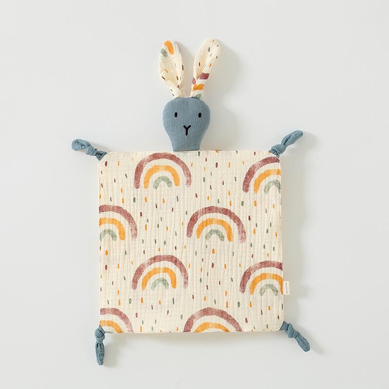 Pure Cotton Baby Comfort Toy: Rabbit Sleep Companion Crinkle Handkerchief