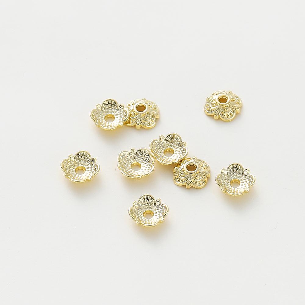 20pcs/lot 14K 18K Gold Color Tibetan Flower Beads Caps Tassel Loose Spacer Tray Beads For DIY Jewelry Making Accessories