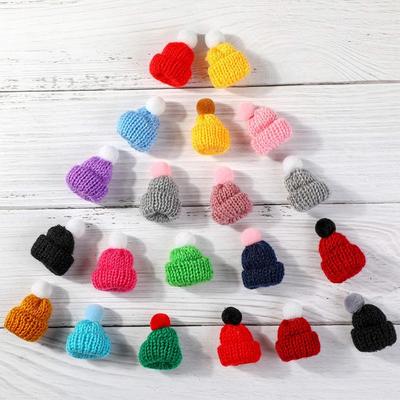 10/20/30ks Mini pletací čepice Čepice pro panenky DIY Craft Pletení dekorace Vánoční ozdoby na stromečky Různé barvy vlasů