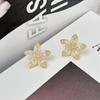 Fashion High Sense Super Flash Full Diamond Five Petal Flower Stud Earrings Super Fairy Temperament Exquisite Earrings
